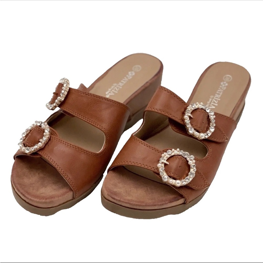 Patrizia By Springstep Wedge Sandals D Impression Camel US Women's Shoe Sz 8.5